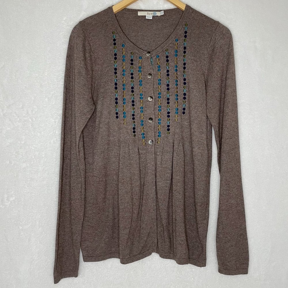 Boden Embroidered Button-Front Cardigan